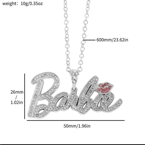BARBIE Gold Bling Rhinestone Nameplate Necklace - Picture 4 of 4